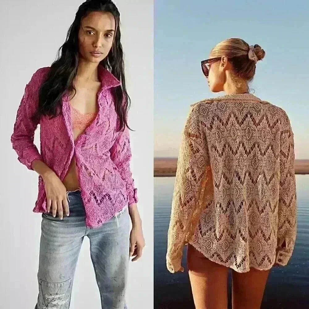 Free People Until Sundown Shirt in Purple Size Small NWOT $98